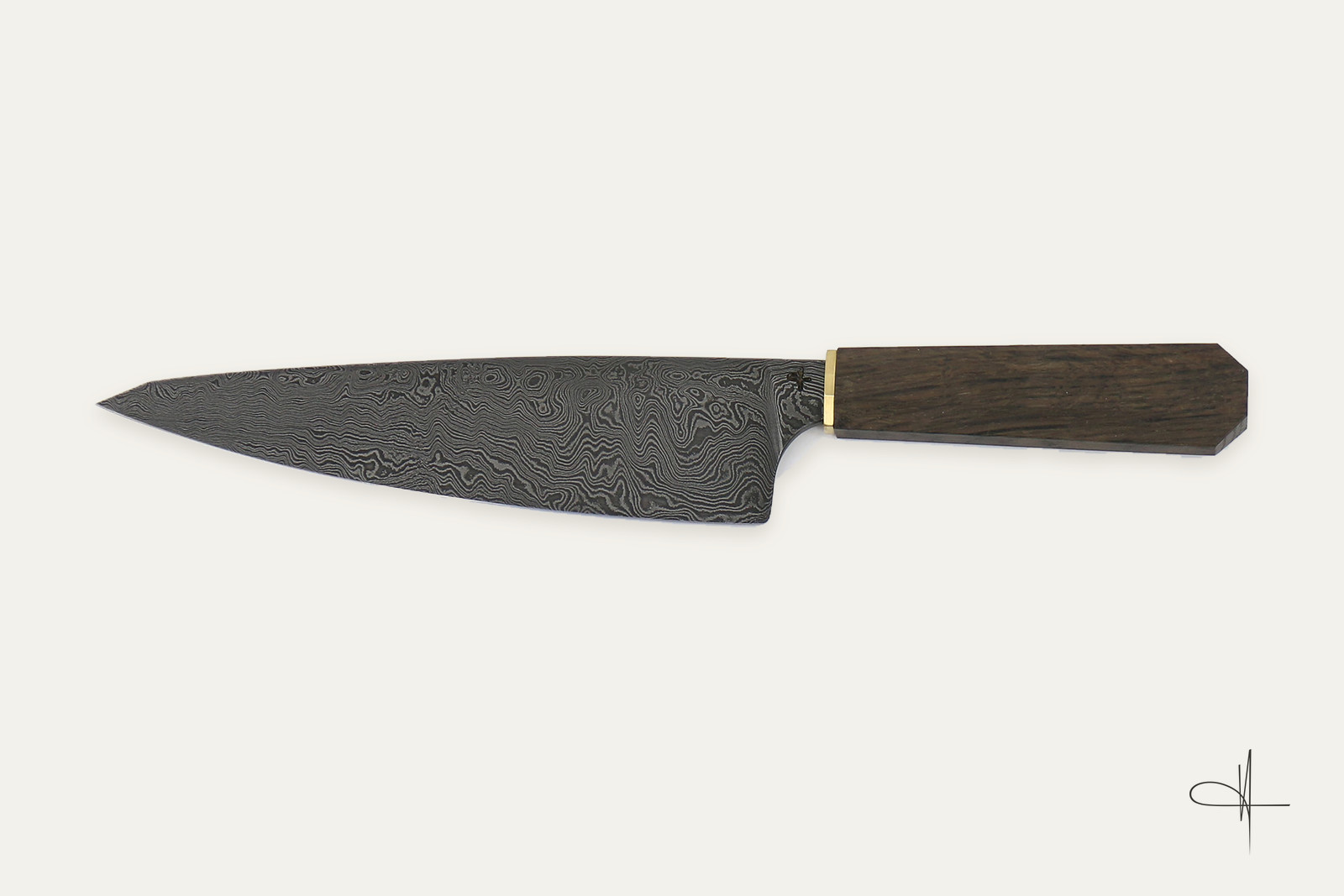 H1 Chefmesser aus 240 Lagen Damast mit Mooreichegriff